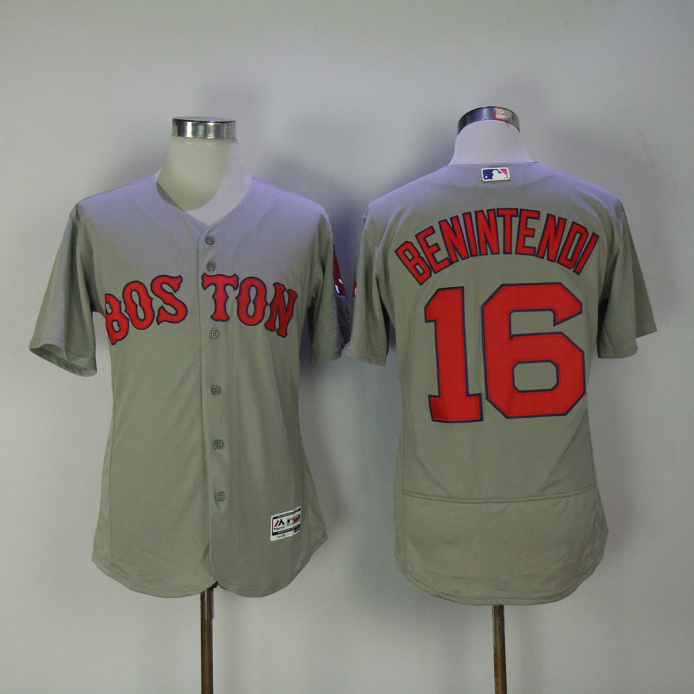 Men Boston Red Sox #16 Benintendi Grey MLB Jerseys